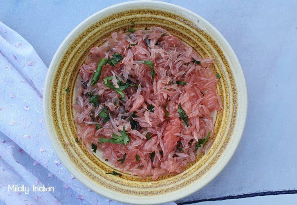 Three ways to Indian pomelo salad Chakotra chaat. Mildly Indian