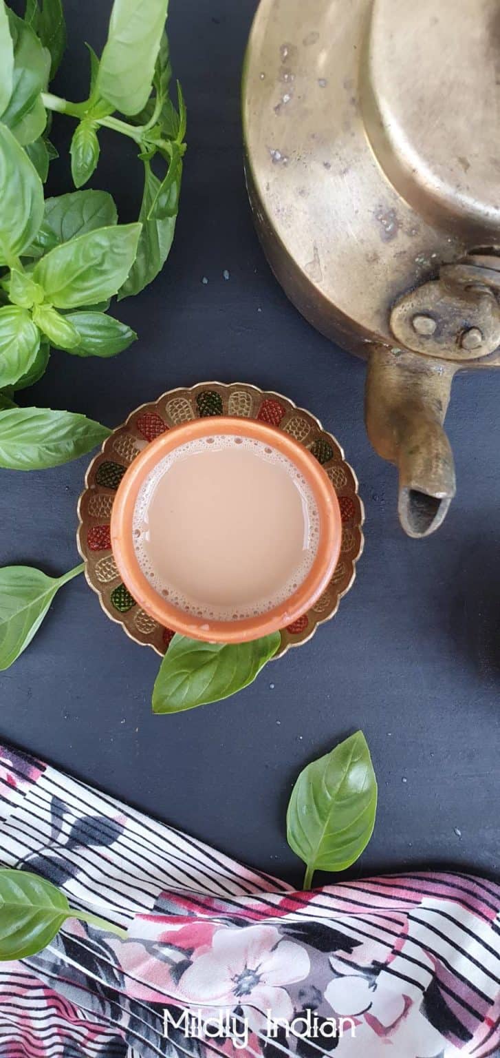 Tulsi Chai Fresh basil leaves tea. Mildly Indian