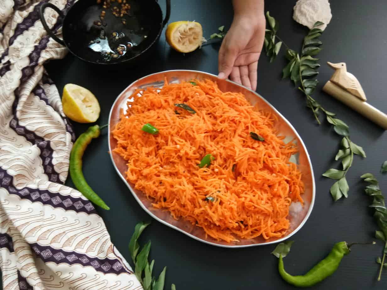 South Indian Style carrot salad Mildly Indian