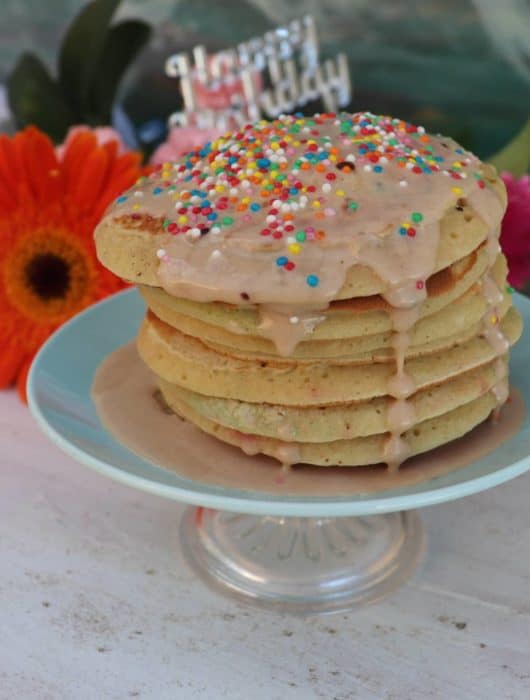 birthday confetti pancake with icecream glaze