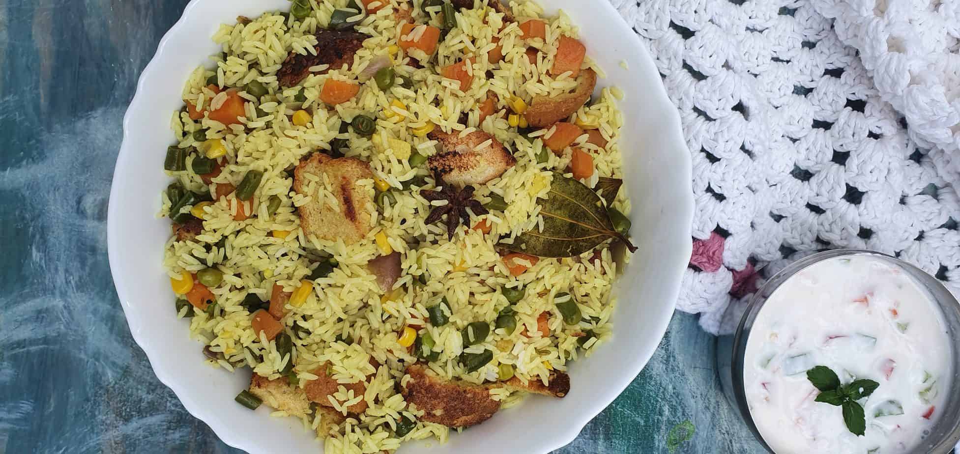 Indian cooking mixed vegetable pulao