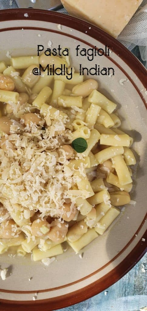 pasta with beans, chickpeas and cheese soup