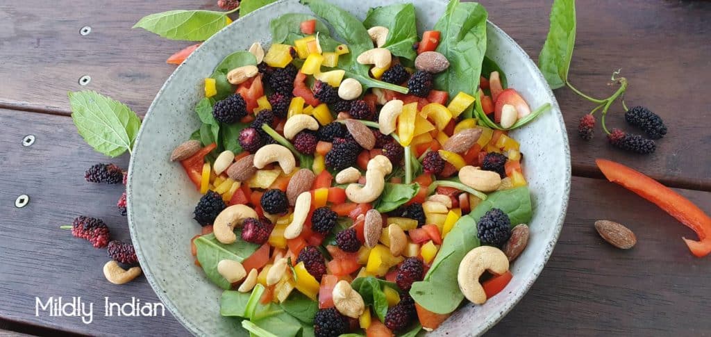 mulberry salad with fresh mulberries