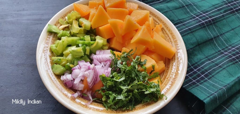 salad madw with ampalaya and mango