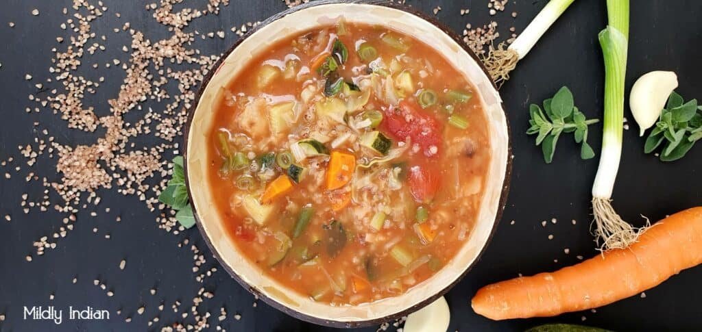 veggie tomato rice soup – Mildly Indian