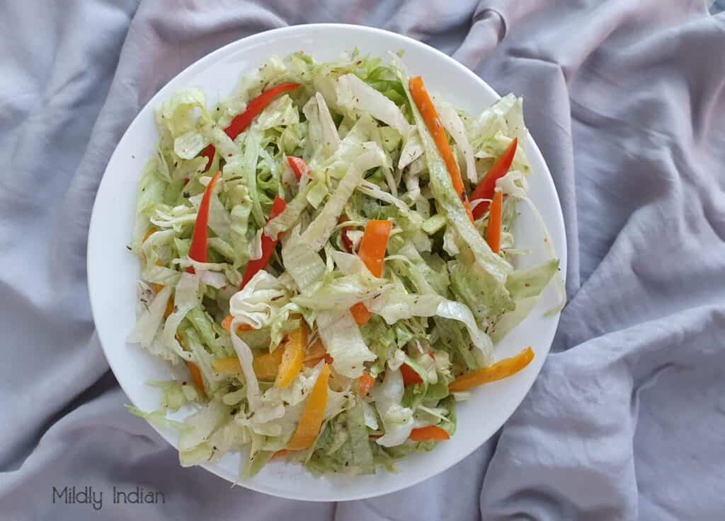 Shredded lettuce salad Mildly Indian