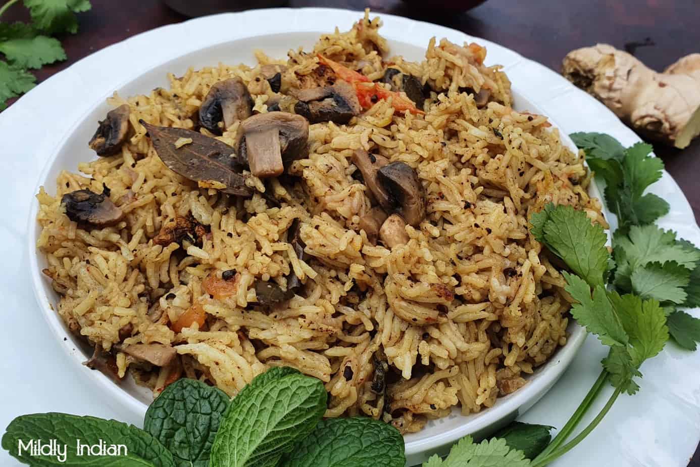 Kalan biryani – South Indian, one-pot mushroom biryani – Mildly Indian