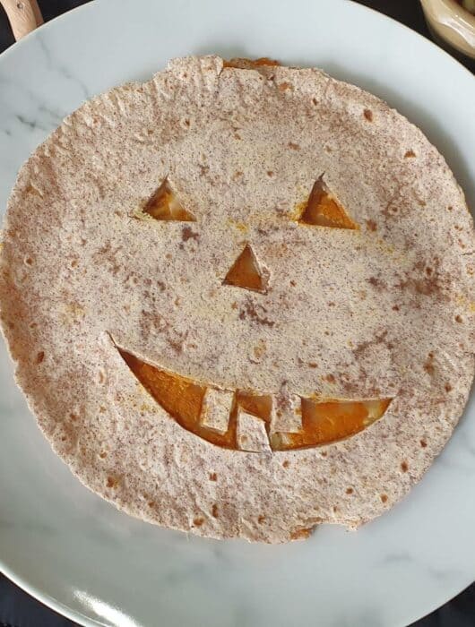 Pumpkin wraps, Jack O lantern Quesadilla