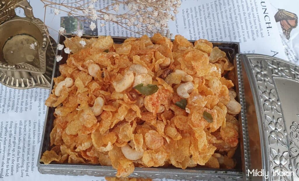 South Indian Cornflake Snack Mixture Without Frying