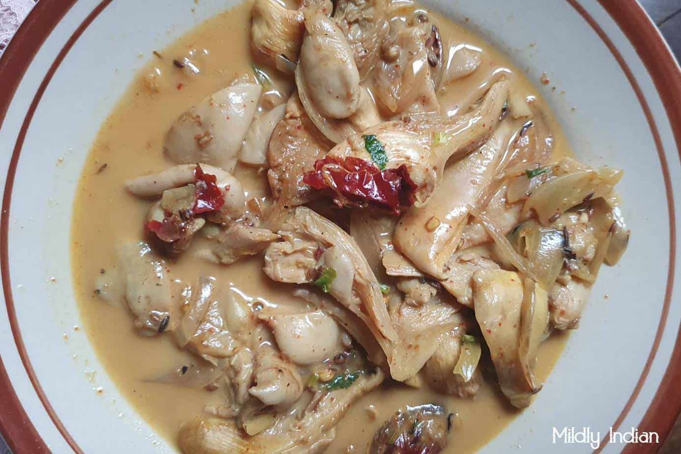 Oyster mushroom curry Mildly Indian