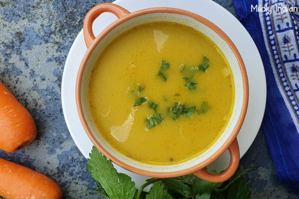 Curried carrot and celery soup Mildly Indian