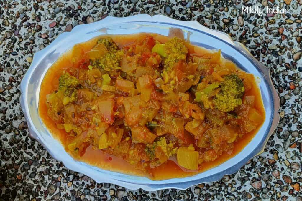 Watermelon and broccoli sabji