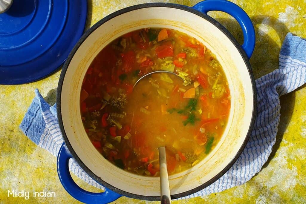 vegan soup for flu isolation.