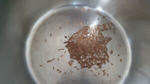 cumin seeds sizzling.