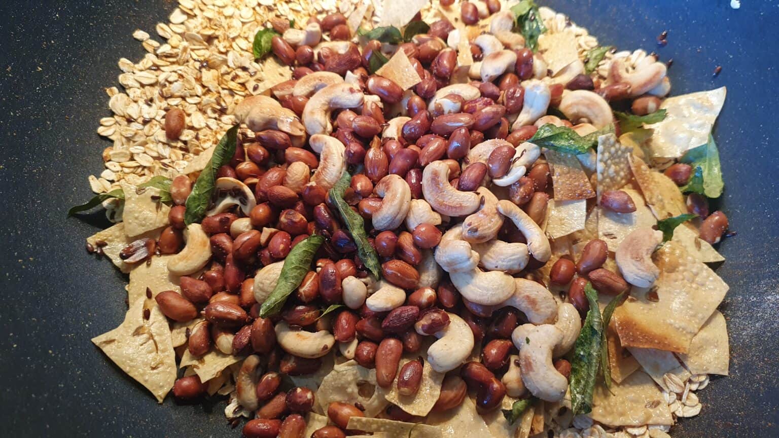 Namkeen oats papad chevdo oats and lentil cracker trail mix Mildly