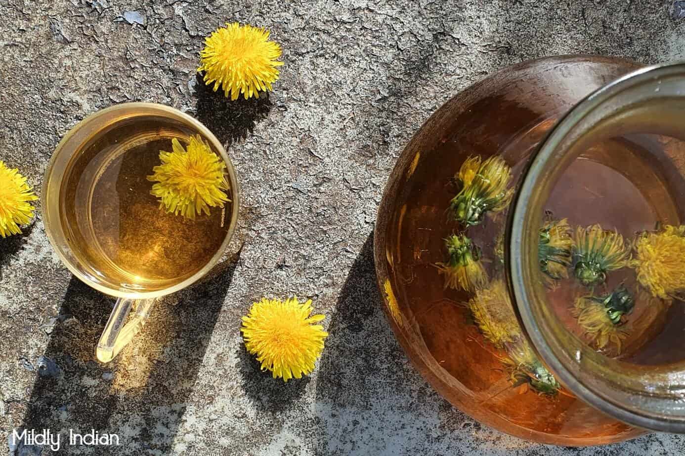 Dandelion Tea With Fresh Flowers Mildly Indian dandelion-tea-with-fresh-flowers-mildly-indian