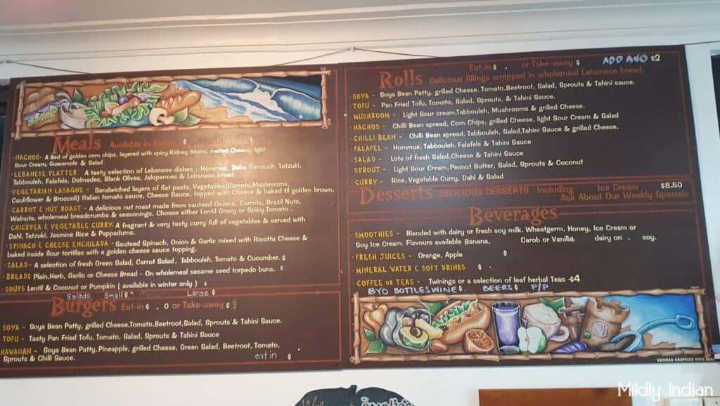 menu at Emelias