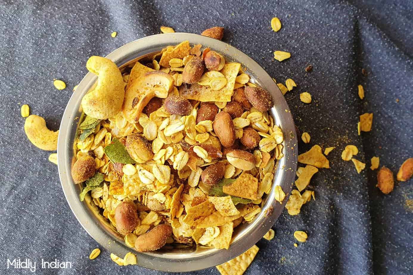 Namkeen oats papad chevdo oats and lentil cracker trail mix Mildly
