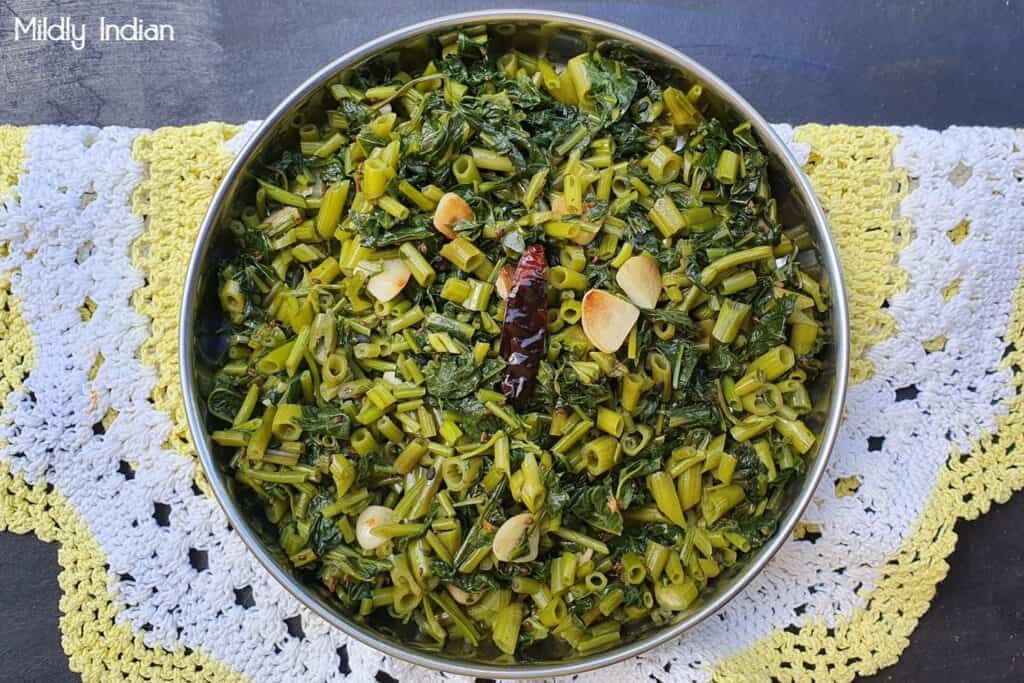 Kolmi shaak baaja Water spinach stirfry Mildly Indian