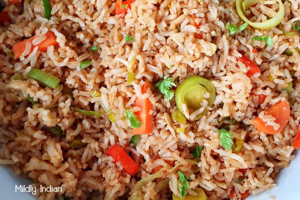 korean fried rice made with Gochujang paste. 