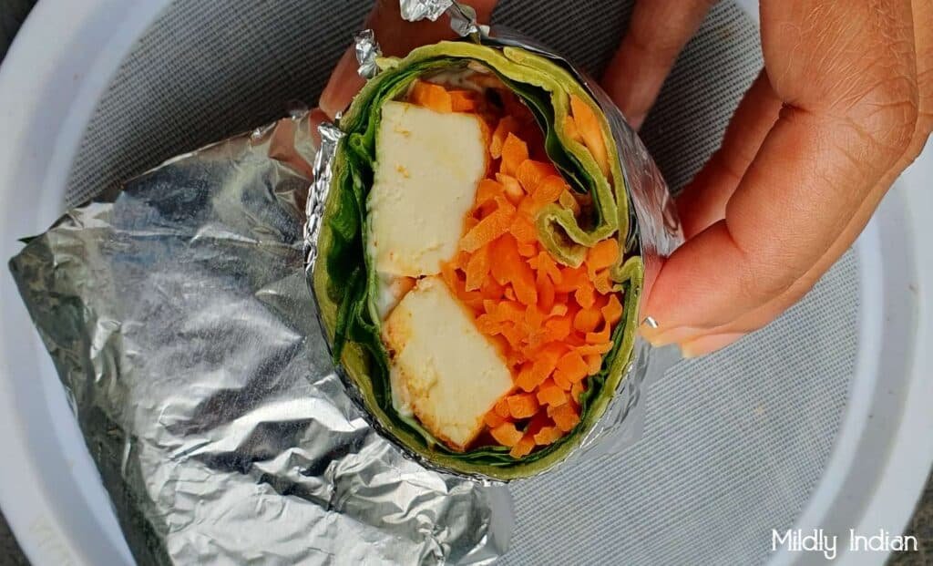 Flour wrap| crispy tofy| salad veggies